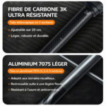 Bâton de randonnée en carbone, optimisé pour la performance