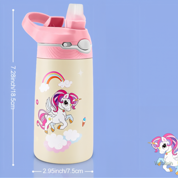 Gourde enfant 400ML avec motif flamant rose, idéale trekking