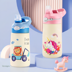 Gourde de randonnée inox pour enfants, thème licorne