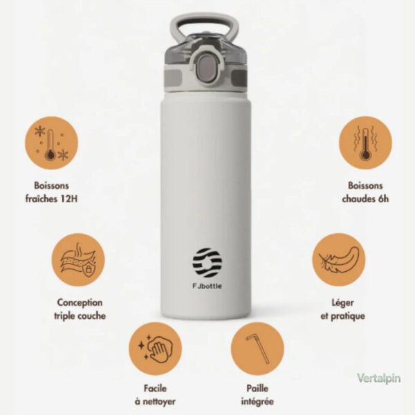 Gourde isotherme compacte avec paille pour les boissons froides