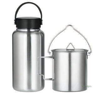 Gourde inox avec tasse intégrée pour randonnée