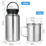 Gourde multifonctionnelle en inox avec tasse