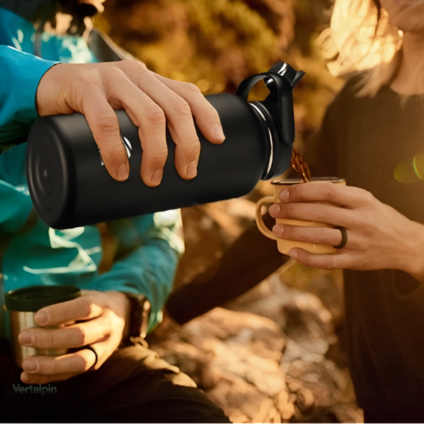 Gourde inox élégante, optimale pour les activités en extérieur