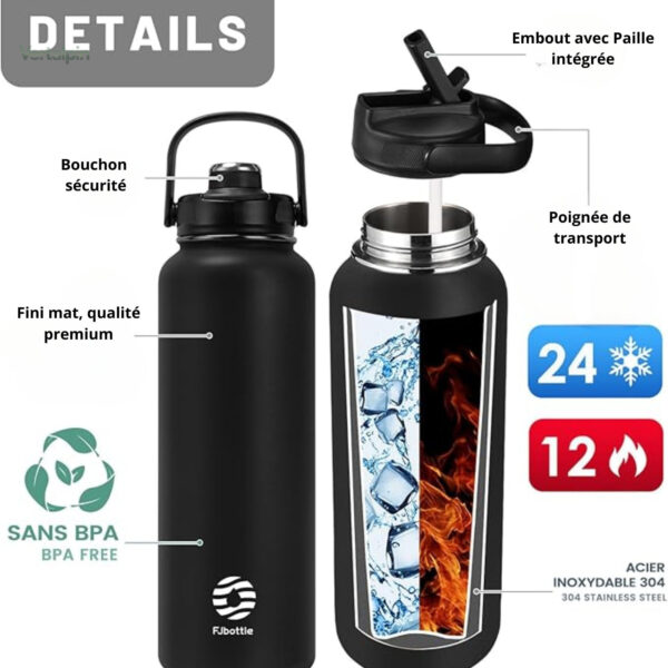 Gourde inox résistante aux chocs pour aventure en plein air