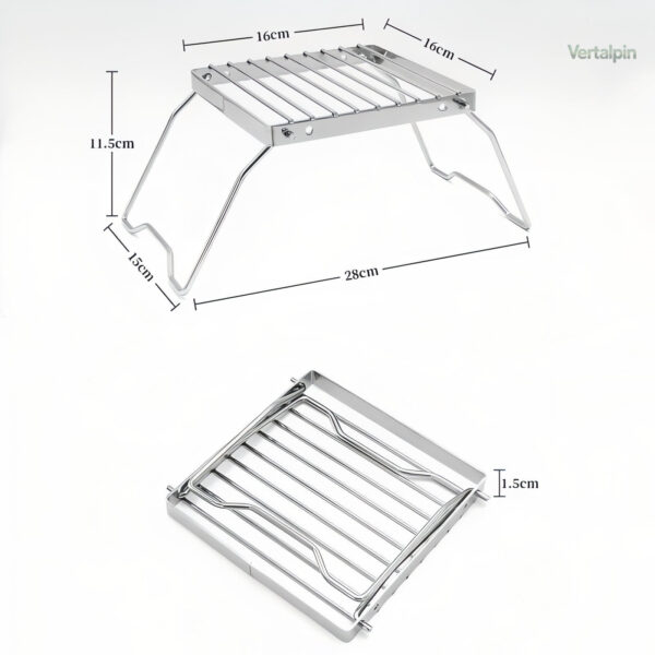 Grille compacte pour cuisson sur feu de camping