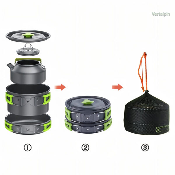 Ensemble de popote pratique pour randonneurs