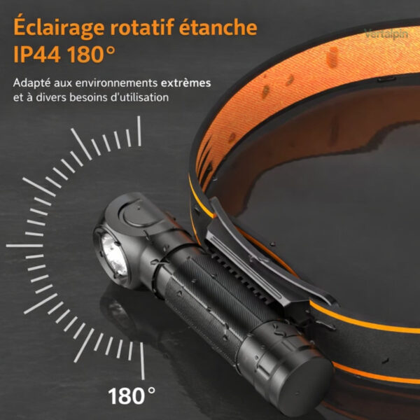 Lampe de poche frontale résistante aux intempéries