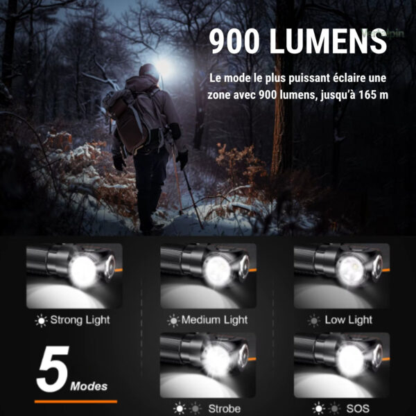 Éclairage mains libres pour escalade et trekking nocturne