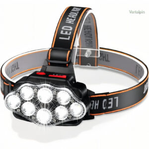 Lampe frontale rechargeable 9 LEDs pour randonnée