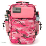 Sac à dos de randonnée rose avec design camouflage original