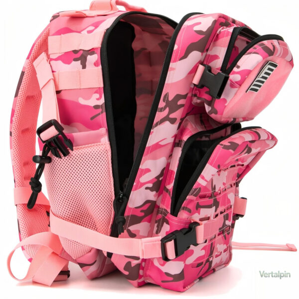 Sac à dos randonnée 25L, couleur rose, motif camouflage trendy