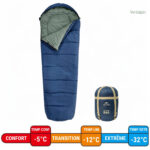 Sac de couchage bleu résistant pour conditions climatiques variées