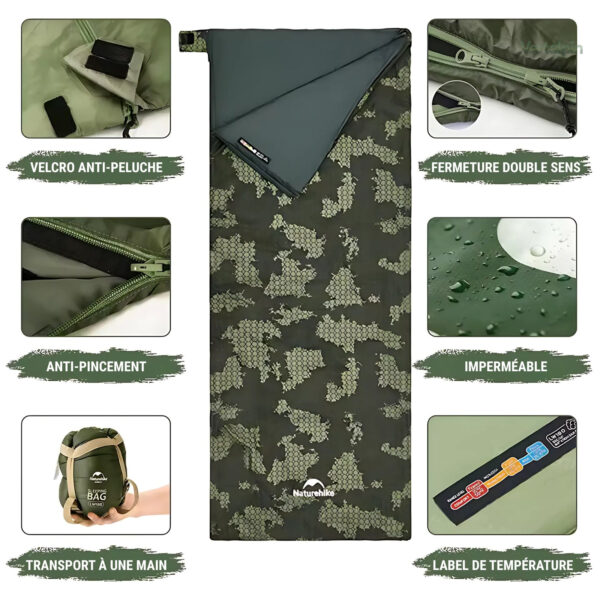 Sac de couchage adapté aux conditions extérieures