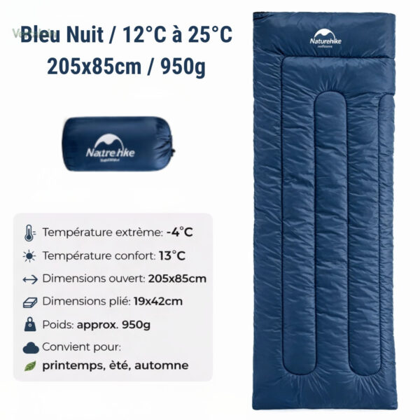 Sac de couchage léger adapté aux treks estivaux